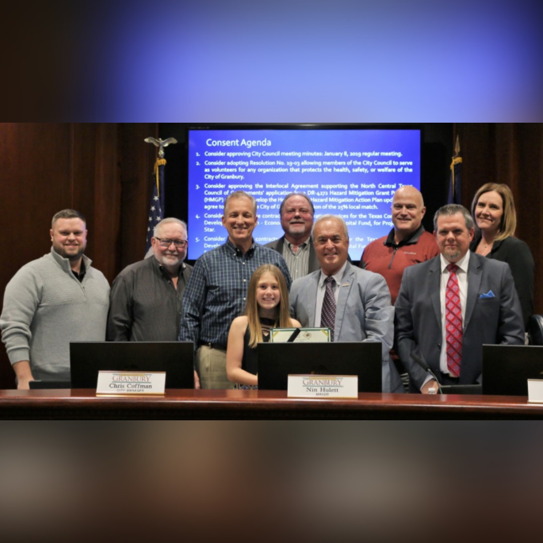 Kayleigh Price Named Honorary Councilmember by Granbury City Council